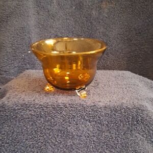 Amber Glass Bowl with Feet